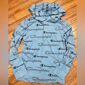 Champion Blue long sleeve tee with Logo Print YS